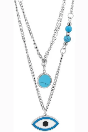 Akzent Kette mit Anhänger Eldem "Eldem"zweilagige Edelstahlkette mit Türkis Edelsteinen und (Einzeln) - Verkäufer: Shaghafi GmbH