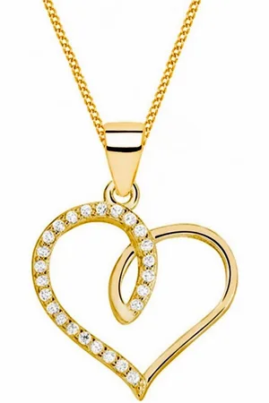 Goldene Hufeisen Goldkette Halskette Gold Herz 18K Gelbgold vergoldet Zirkonia Anhänger mit Kette, 925 Sterling Silber Goldschmuck für Damen - Verkäufer: