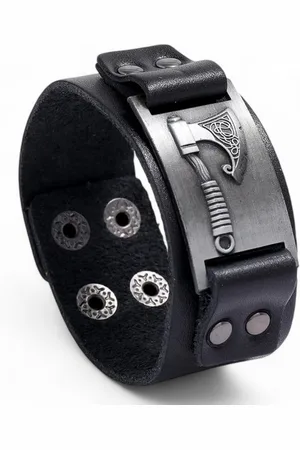 Eyecatcher Lederarmband Wickinger Axt Silber Bronze Gold Armband verstellbar Mittelalter (kein Set) - Verkäufer: