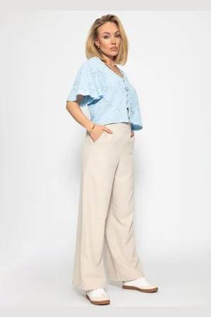 SASSYCLASSY Langarmbluse Leichte Musselin Bluse Damen kurz mit Schleifen Luftige Musselinbluse mit Lochstickerei und V-Ausschnitt zum Binden - Verkäufer:
