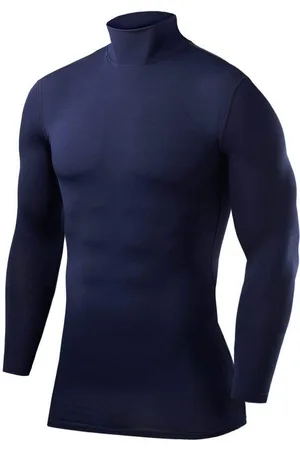 TCA Funktionsshirt PowerLayer Herren Kompressionsoberteil Langarm Mock Neck - Dunkelblau (1-tlg) - Verkäufer: SellerX Commerce