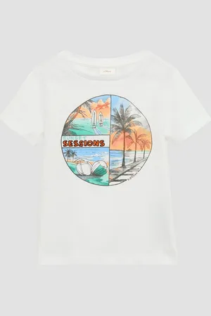 QS by s.Oliver Kurzarmshirt T-Shirt mit Frontprint - Verkäufer:
