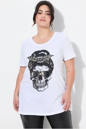 Angel of Style T-Shirt T-Shirt Komfort Fit Totenkopf-Motiv - Leo-Kopftuch - Verkäufer: Popken Fashion Group