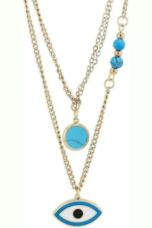 Akzent Kette mit Anhänger Eldem "Eldem"zweilagige Edelstahlkette mit Türkis Edelsteinen und (Einzeln) - Verkäufer: Shaghafi GmbH