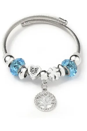 Eyecatcher Armkette Charm-Armband mit funkelnden Anhängern – Edelstahl & Glasperlen (kein Set) - Verkäufer:
