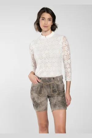 SPIETH & WENSKY Shorts Lederhose "Fiamma" (1-tlg) florale Stickereien - Verkäufer: GUTEMARKEN