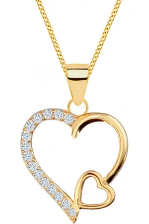 Goldene Hufeisen Kette mit Anhänger Halskette Gold Herz 925 18K vergoldet Zirkonia Anhänger Kette, 925 Sterling Silber Goldschmuck für Damen - Verkäufer: