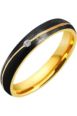 Akzent Fingerring Yara aus Edelstahl, Similibesatz, bicolor (schwarz/ goldfarben) (Einzeln), Damen Ring - Verkäufer: Shaghafi GmbH