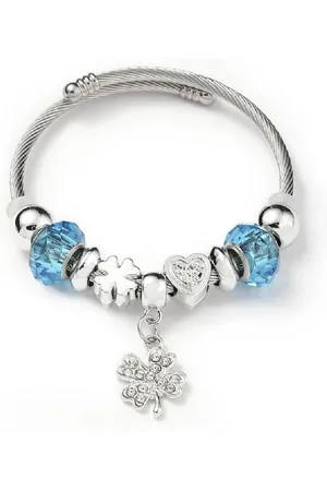 Eyecatcher Armkette Charm-Armband mit funkelnden Anhängern – Edelstahl & Glasperlen (kein Set) - Verkäufer: