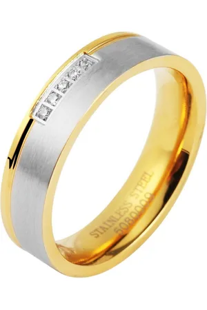 Akzent Partnerring Amory aus Edelstahl, Similibesatz, bicolor, Gr. 52 - 62 (Einzeln), Damen Ring - Verkäufer: Shaghafi GmbH