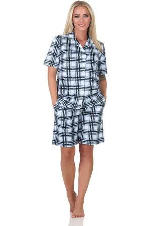 Normann Pyjama Damen kurzarm Pyjama Shorty in Karo Optik - auch in Übergröße - Verkäufer: Fairway