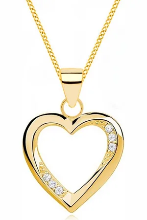 Goldene Hufeisen Goldkette Halskette Gold Herz 925 18K Gelbgold vergoldet Zirkonia Anhänger Kette, 925 Sterling Silber, Goldschmuck für Damen - Verkäufer: