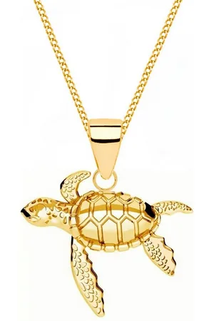 Goldene Hufeisen Kette mit Anhänger Halskette Gold Schildkröte 925 24K Gelbgold vergoldet Anhänger Kette, 925 Sterling Silber Goldschmuck für Damen - Verkäufer: