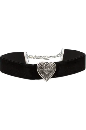 Alpenflüstern Choker Trachten-Samt-Kropfband breit Trachtenherz (schwarz), - Trachtenkette enganliegend, Kropfkette elastisch, Damen-Trachtenschmuck, Samtkropfband - Verkäufer: