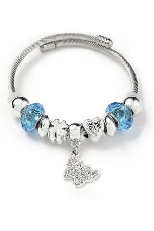 Eyecatcher Armkette Charm-Armband mit funkelnden Anhängern – Edelstahl & Glasperlen (kein Set) - Verkäufer: