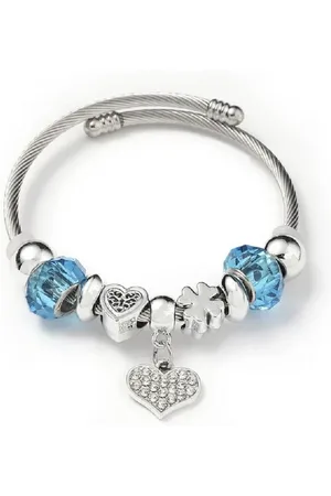 Eyecatcher Armkette Charm-Armband mit funkelnden Anhängern – Edelstahl & Glasperlen (kein Set) - Verkäufer: