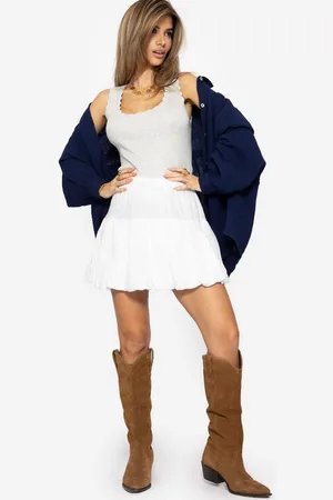 SASSYCLASSY Minirock Musselin Rock Damen kurz mit Ballonsaum elegant Minirock aus Baumwolle mit Raffungen und Gummibund Schwarz Weiß - Verkäufer: