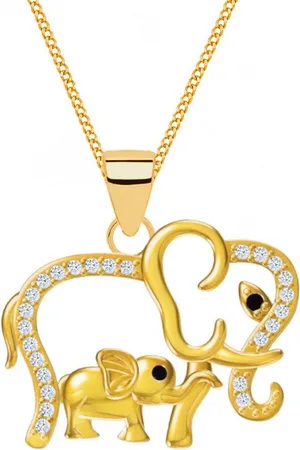 Goldene Hufeisen Goldkette Halskette Gold Elefant 925 18K vergoldet mit Zirkonia Anhänger Kette, 925 Sterling Silber Goldschmuck für Damen - Verkäufer: