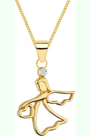 Goldene Hufeisen Goldkette Halskette Gold Engel 925 18K vergoldet mit Zirkonia Schutzengel Kette, 925 Sterling Silber Goldschmuck für Damen - Verkäufer: