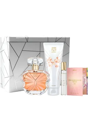 Avon Eau de Parfum EVE BECOME 50ml Körperlotion 125ml Taschenspray 10ml mit Geschenkbox, 5-tlg., Hochwertige schwarze Geschenktasche mit goldener Schleife. - Verkäufer: Cultzen