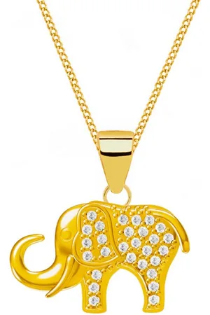 Goldene Hufeisen Goldkette Halskette Gold Elefant 925 18K vergoldet mit Zirkonia Anhänger Kette, 925 Sterling Silber Goldschmuck für Damen - Verkäufer: