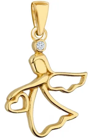 Goldene Hufeisen Kettenanhänger Kettenanhänger Gold Engel 925 18K vergoldet mit Zirkonia - Verkäufer: