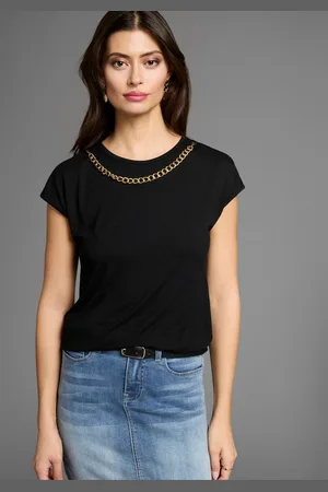 Laura Scott Rundhalsshirt mit goldfarbener Zierkette
