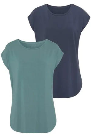 Lascana Longshirt mit stark gerundetem Saum (2er-Pack) aus weichem Viskose-Stretch