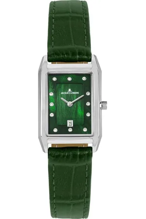 Jacques Lemans Quarzuhr Torino 1-2189D, Armbanduhr, Damenuhr, Lederarmband, Perlmutt, Tag, Glaskristalle