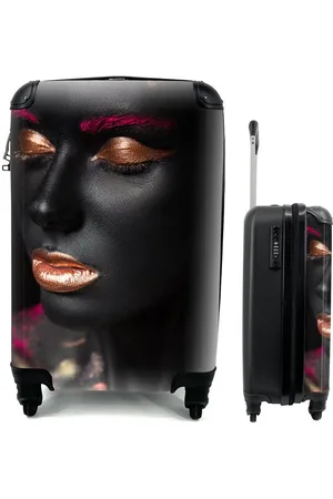 MuchoWow Handgepäckkoffer Frau - Make-up - Rosa - Kupfer, 4 Rollen, Reisetasche mit rollen, Handgepäck für Ferien, Trolley, Reisekoffer - Verkäufer: GmbH