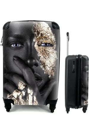 MuchoWow Handgepäckkoffer Gold - Schwarz - Frau, 4 Rollen, Reisetasche mit rollen, Handgepäck für Ferien, Trolley, Reisekoffer - Verkäufer: GmbH