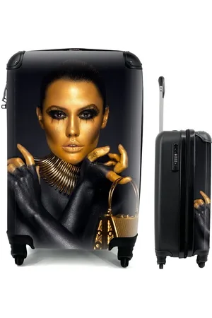 MuchoWow Handgepäckkoffer Make-up - Tasche - Gold - Luxus - Frau, 4 Rollen, Reisetasche mit rollen, Handgepäck für Ferien, Trolley, Reisekoffer - Verkäufer: GmbH