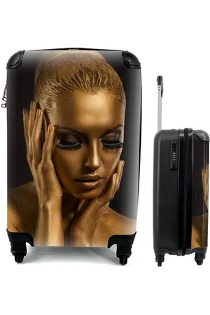 MuchoWow Handgepäckkoffer Gold - Frau - Schwarz und Gold, 4 Rollen, Reisetasche mit rollen, Handgepäck für Ferien, Trolley, Reisekoffer - Verkäufer: GmbH