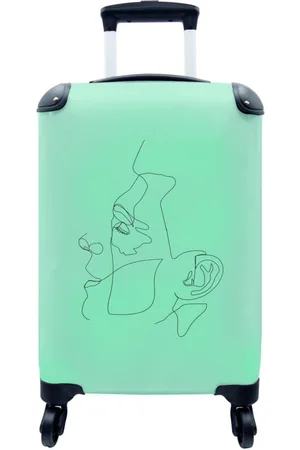 MuchoWow Handgepäckkoffer Männer - Gesicht - Strichzeichnung, 4 Rollen, Reisetasche mit rollen, Handgepäck für Ferien, Trolley, Reisekoffer - Verkäufer: GmbH