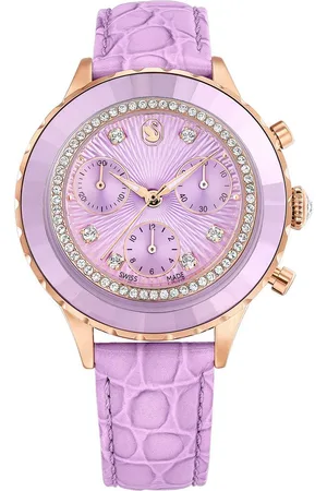 Swarovski Chronograph OCTEA CHRONO 5690804, Quarzuhr, Armbanduhr, Damenuhr, Swiss Made, Lederarmband, analog