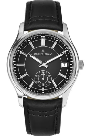 Jacques Lemans Quarzuhr Derby 1-2197A, Armbanduhr, Herrenuhr, Lederarmband, analog, Tag, kleine Sekunde