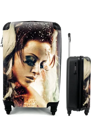 MuchoWow Handgepäckkoffer Frau - Gold - Make-up, 4 Rollen, Reisetasche mit rollen, Handgepäck für Ferien, Trolley, Reisekoffer - Verkäufer: GmbH
