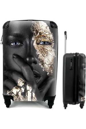 MuchoWow Handgepäckkoffer Frau - Gold - Schwarz - Make-up - Luxus, 4 Rollen, Reisetasche mit rollen, Handgepäck für Ferien, Trolley, Reisekoffer - Verkäufer: GmbH