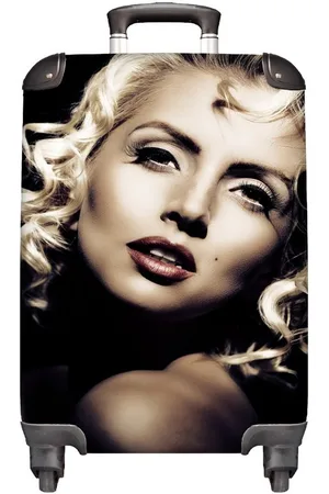 MuchoWow Handgepäckkoffer Frau - Vintage - Lippenstift - Blond - Locken, 4 Rollen, Reisetasche mit rollen, Handgepäck für Ferien, Trolley, Reisekoffer - Verkäufer: GmbH
