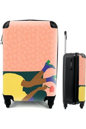 MuchoWow Handgepäckkoffer Frau - Blumen - Retro, 4 Rollen, Reisetasche mit rollen, Handgepäck für Ferien, Trolley, Reisekoffer - Verkäufer: GmbH