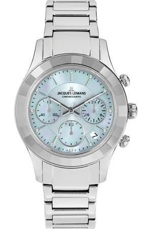 Jacques Lemans Chronograph Venice 1-2151K, Armbanduhr, Damenuhr, Edelstahlarmband, Stoppfunktion, Datum, Perlmutt