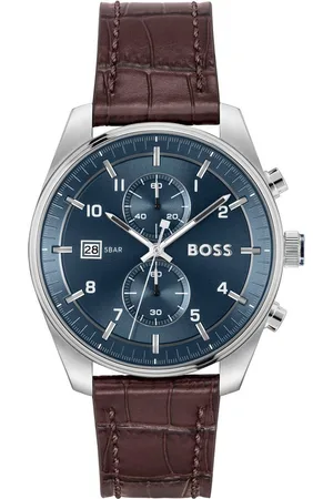 HUGO BOSS Chronograph SKYTRAVELLER 1514194, Quarzuhr, Armbanduhr, Herrenuhr, Lederarmband, analog, Tag