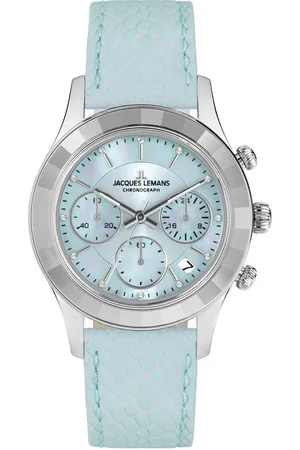 Jacques Lemans Chronograph Venice 1-2151C, Armbanduhr, Damenuhr, Lederarmband, Stoppfunktion, Datum, Perlmutt