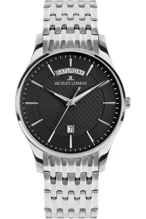 Jacques Lemans Quarzuhr London 1-2193F, Armbanduhr, Herrenuhr, Edelstahlarmband, analog, Wochentag, Tag