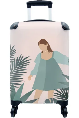 MuchoWow Handgepäckkoffer Sommer - Frau - Pflanzen - Pastell, 4 Rollen, Reisetasche mit rollen, Handgepäck für Ferien, Trolley, Reisekoffer - Verkäufer: GmbH