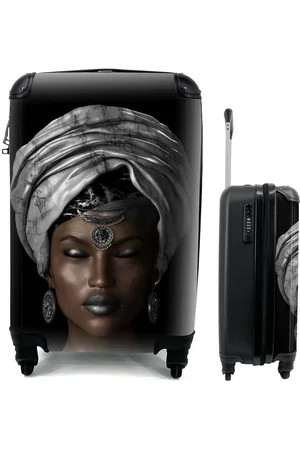 MuchoWow Handgepäckkoffer Frauen - Accessoires - Schwarz - Weiß, 4 Rollen, Reisetasche mit rollen, Handgepäck für Ferien, Trolley, Reisekoffer - Verkäufer: GmbH