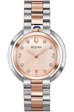 BULOVA Quarzuhr Rubaiyat 98P174, Armbanduhr, Damenuhr, Edelstahlarmband, analog, Diamant