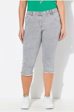 Ulla Popken Regular-fit-Jeans Jeanscapri Sienna Fransensaum Komfortbund - Verkäufer: Popken Fashion Group