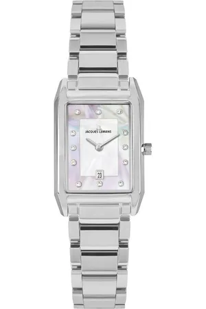 Jacques Lemans Quarzuhr Torino 1-2189H, Armbanduhr, Damenuhr, Edelstahlarmband, Perlmutt, Tag, Glaskristalle