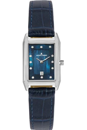 Jacques Lemans Quarzuhr Torino 1-2189C, Armbanduhr, Damenuhr, Lederarmband, Perlmutt, Tag, Glaskristalle